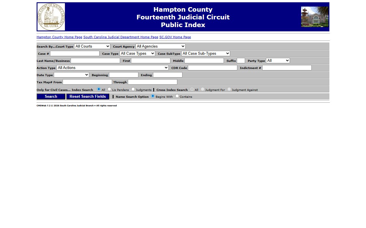 Hampton County court records after arrest Public Index search